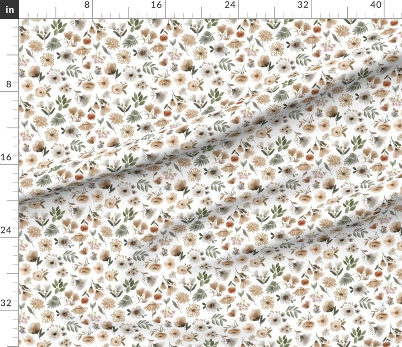Various Fabrics by the Yard or Fat Quarter Woodland Sage Florals Green Flowers Gray Beige Olive Custom Printed Fabric by Spoonflower